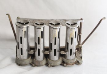 Vintage Four Barrel Tube Metal Money Coin Dispenser. (D-9)