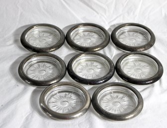 Vintage Glass/ Silverplate Coasters  (M-7)