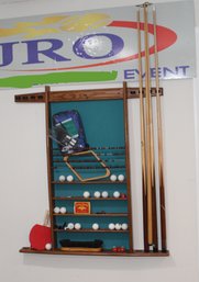 Billiards Wall Hanging Pool Cue Holder