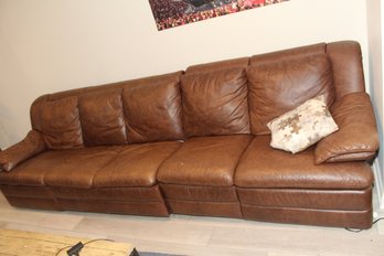 Natuzzi Brown Leather Recliner Couch SECTIONAL SOFA