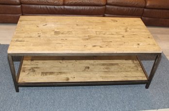 RESTORATION HARDWARE Dutch Industrial Coffee Table Rustic Wooden Metal Framed  (E-28)