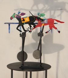 Frederick Prescott Kinetic 'By A Nose' Horse Race Sculpture