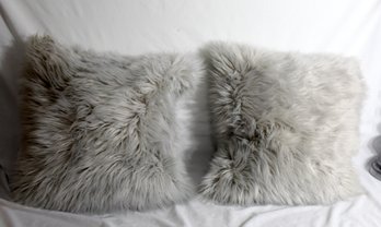 Grey Furry Pillows