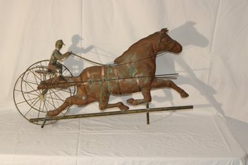 Vintage/ Antique Copper Horse & Sulky Weathervane.