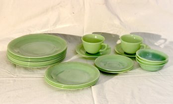 Vintage Fire King Jadeite Plates Bowls & Saucers (B-24)