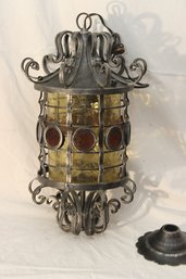Antique Vintage Cast Metal Industrial Victorian Gothic Hanging Lamp
