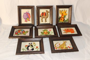 Vintage Framed Animal Needlepoint Pictures