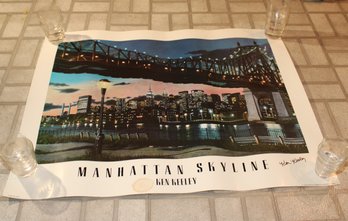 Manhattan Skyline 59th Street Bridge By Ken Keeley Signed Poster (B-6)