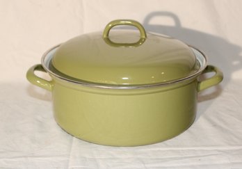 Vintage Avocado Green Enamel Pot Casserole