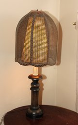 Vintage MCM Rattan Wicker Shade Table Lamp. (A-49)