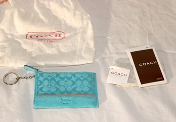 Coach Teal Card Case Keychain