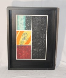 Framed Piece Of Mixed Media Collage Art - Abstract & Patterned Panels.