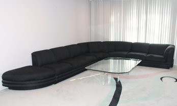Vintage 80's Black Sectional Sofa Couch