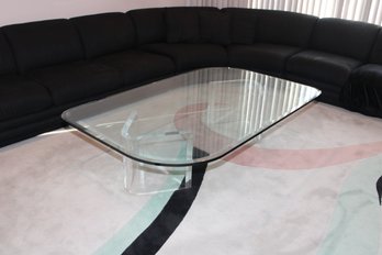 Glass Top Coffee Table On Acrylic Lucite Base