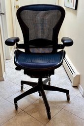 Herman Miller Aeron Office Chair In Blue Hardwood Rollerblade Wheels