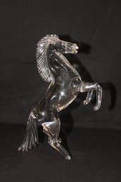 V. Nason & Co Murano Italian Handmade Clear Glass Reared Up Horse Sculpture