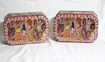 2 Signed James Rizzi Girls Girls Girls Tin Cans
