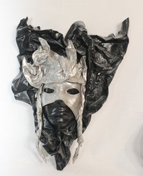 Black And Silver Decorative Mask Wall Sculpture. (E-43)