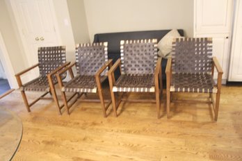 4 Woven Leather Strap Chair