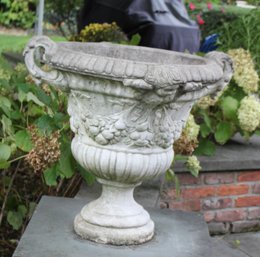 Pair Of Cherub Cement Planter Urns