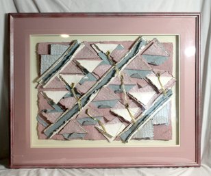 1980's Framed Mixed Media Paper Art By Elaine Rose (N-27)