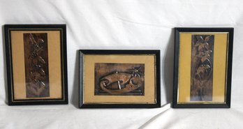 3 Copper Relief Wall Art Plaques. (N-6)