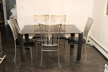 Glass Top Table And 5 Chairs