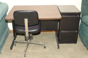 Desk, Chair And File Cabinet