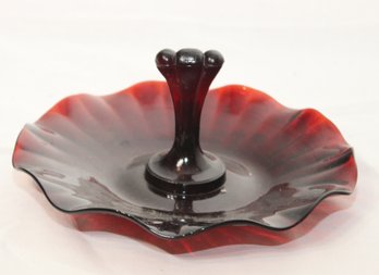 Vintage Anchor Hocking Royal Ruby Tidbit Tray (A-32)