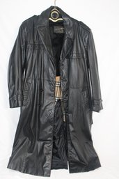 Long Leather Trench Coat Sz. 44
