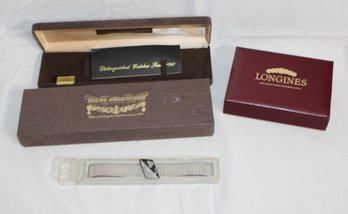 Vintage Longines & Jules Jurgensen Watch Boxes And A Metal Band