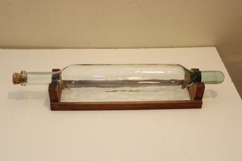 Vintage Glass Rolling Pin With Wood Stand
