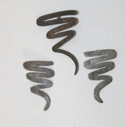 Vintage Sterling Silver 925 Modernist, Abstract Zigzag 'Tornado' Earrings And Pendant