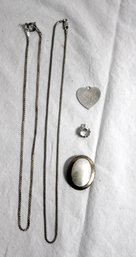 Sterling Silver Necklaces Pendants And An Earring. (J-49)