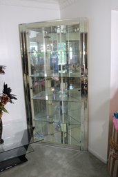 Mirrored Lighted Glass Corner Display Cabinet