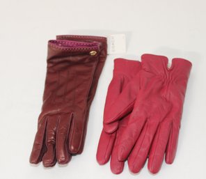 Coach NEW Leather Gloves & A Shearling Lined Pair (E-29)