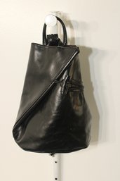 Black Leather Bag Made In Italy (E-32)