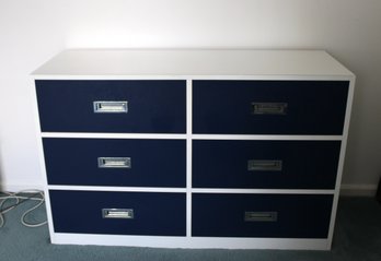 Blue And White Campaign Chest 6 Drawer Dresser