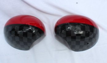 Mini F54 F55 F56 F57 Mirror Cover Cap Chili Red And Checkered (D-17)