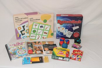 Uno, Rummikub, Crayons Hacky Sack And More Games & Toys (A-84)