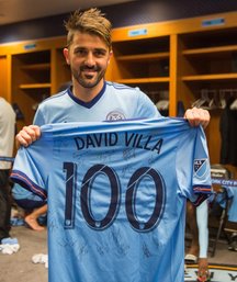 David Villa Autographed New York City FC Football Soccer Blue Jersey