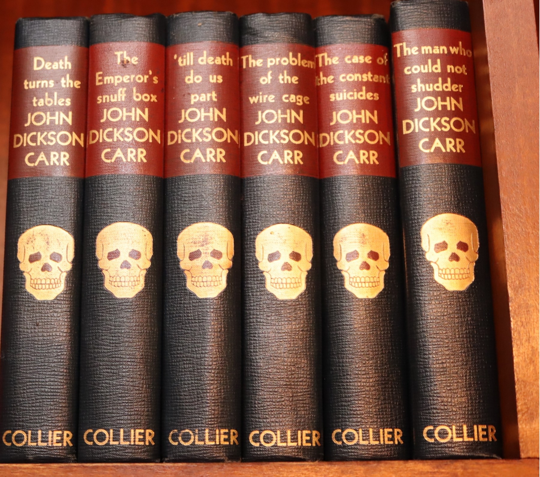40s 50s 4冊セット John Dickson Carr スカル 洋書 Vintage 1940's John Dickson Carr Collier Deluxe Hardcover Mystery