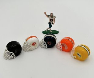 Various Miniature Football Helmets And 1998 Topps Flats Dan Marino Flat Figure