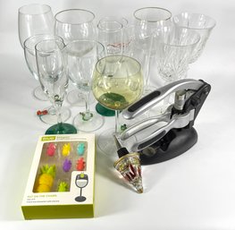 Wine Glasses, Charms, Stopper & Opener - Mixed Assortment