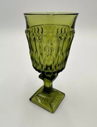 Vintage Indiana Glass Wine Glass / Goblet - Green Glass