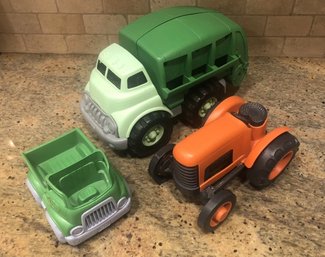 Green Toys Made In The USA -Set Of 3 - Recycle Truck, Tractor, And Pickup Truck