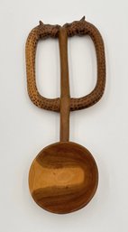 Vintage Carved Wooden Serving Spoon - Cheetah Design