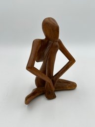 Wooden Abstract Meditating / Crouching Person Sculpture - Wooden Home Decor