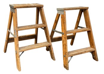 Vintage Step Ladders - Set Of 2