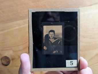 Vintage WWI-Era US Navy Sailor Portrait - Rare Magic Lantern Glass Slide  Cracker Jack Uniform